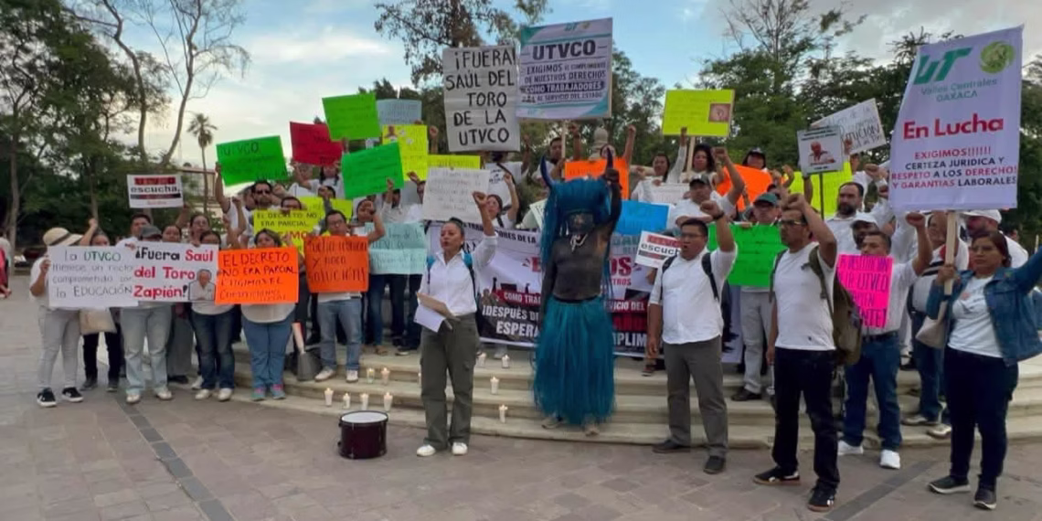 Trabajadores de la UTVCO mantienen paro indefinido y dan voto de confianza al Gobierno de Oaxaca
