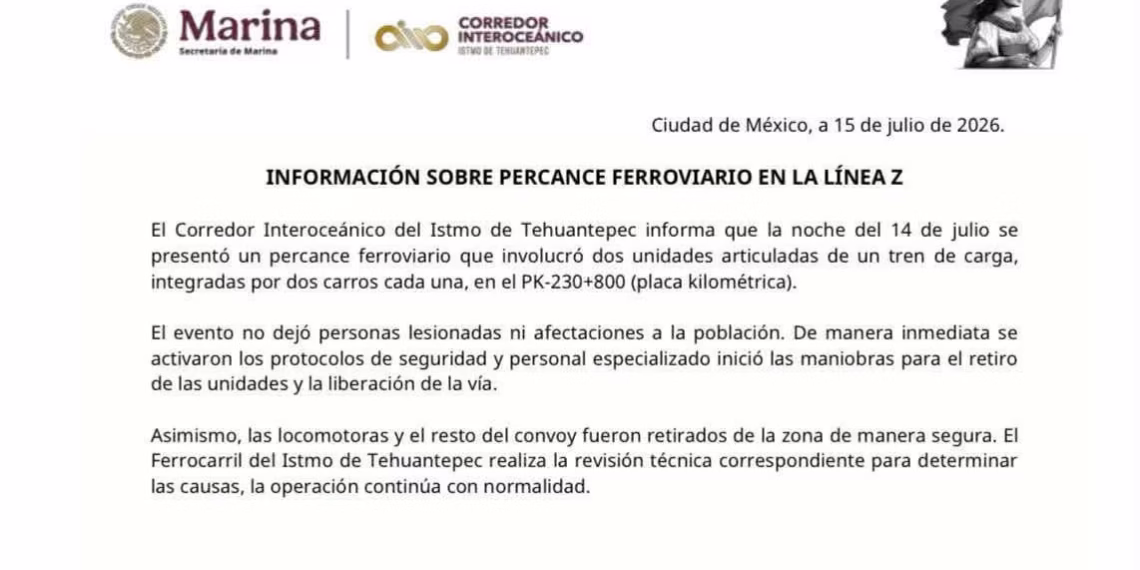 Nuevo descarrilamiento en la Línea Z del Tren Interoceánico ocurre en la misma curva del accidente de 2025.
