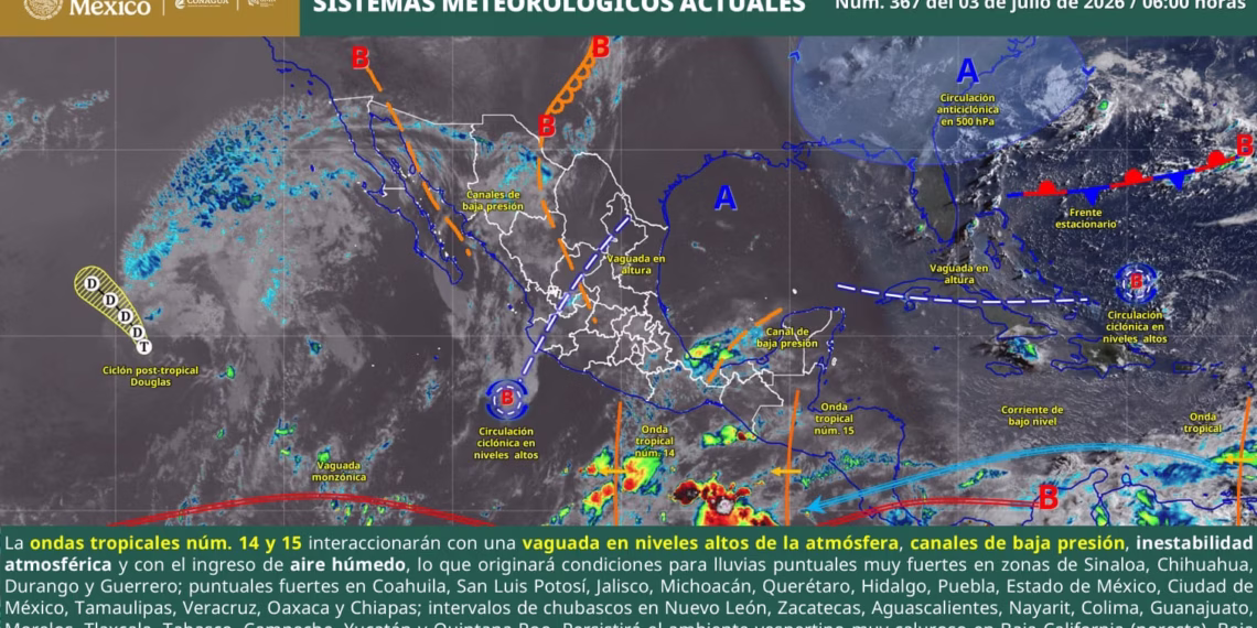 Onda tropical 14 mantendrá lluvias y tormentas en gran parte de Oaxaca