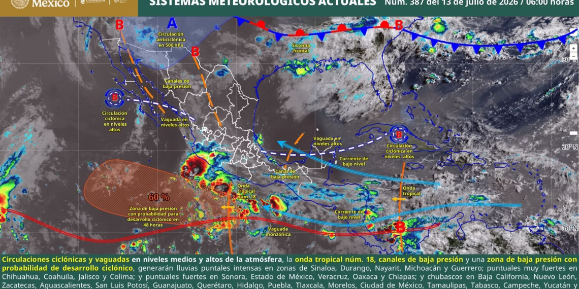 Onda tropical número 18 favorecerá lluvias este lunes en gran parte de Oaxaca