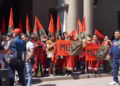 Protestan integrantes del MULT frente a Palacio de Gobierno; exigen justicia por Adriana y Virginia Ortiz García.